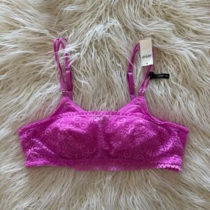 Aerie Real Power Wireless Push Up Joy Convertible Lace Bra Pink Tropics Size 34A